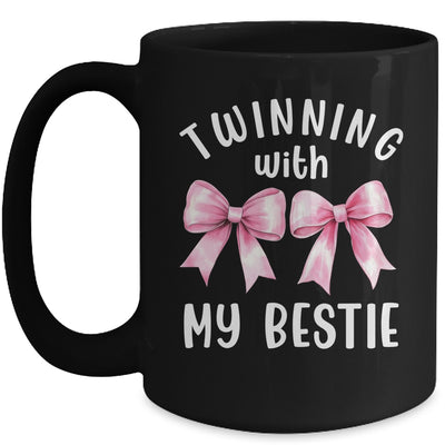 Pink Bow Twinning With My Bestie Twin Matching Twins Friends Mug | siriusteestore