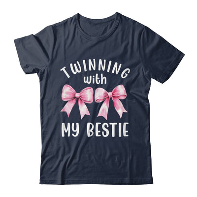 Pink Bow Twinning With My Bestie Twin Matching Twins Friends Shirt & Tank Top | siriusteestore