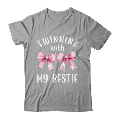 Pink Bow Twinning With My Bestie Twin Matching Twins Friends Shirt & Tank Top | siriusteestore