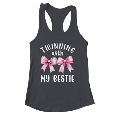 Pink Bow Twinning With My Bestie Twin Matching Twins Friends Shirt & Tank Top | siriusteestore
