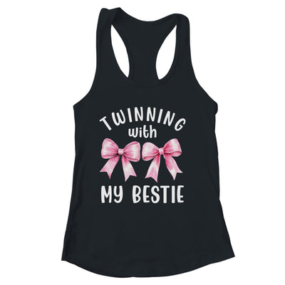 Pink Bow Twinning With My Bestie Twin Matching Twins Friends Shirt & Tank Top | siriusteestore