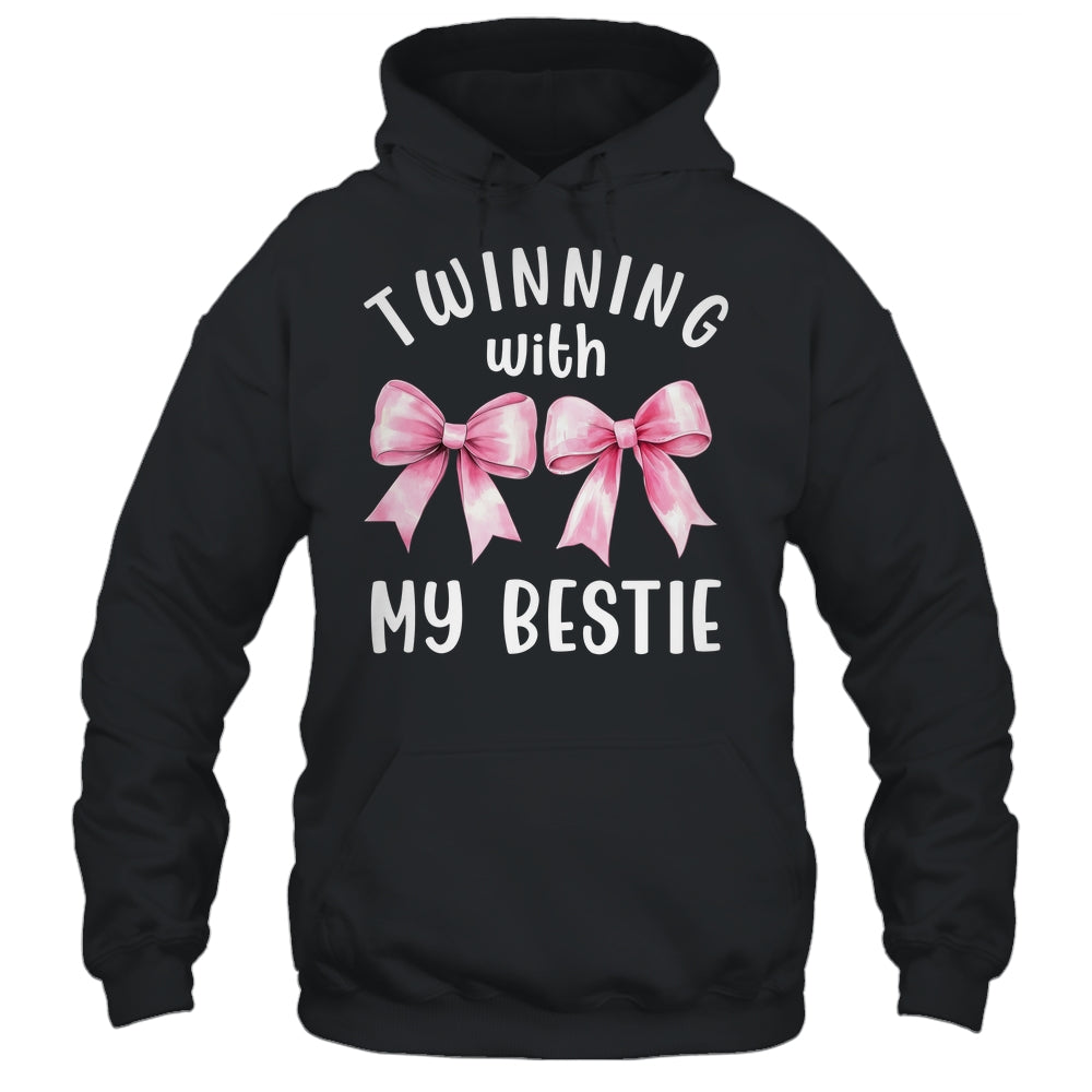 Pink Bow Twinning With My Bestie Twin Matching Twins Friends Shirt & Tank Top | siriusteestore