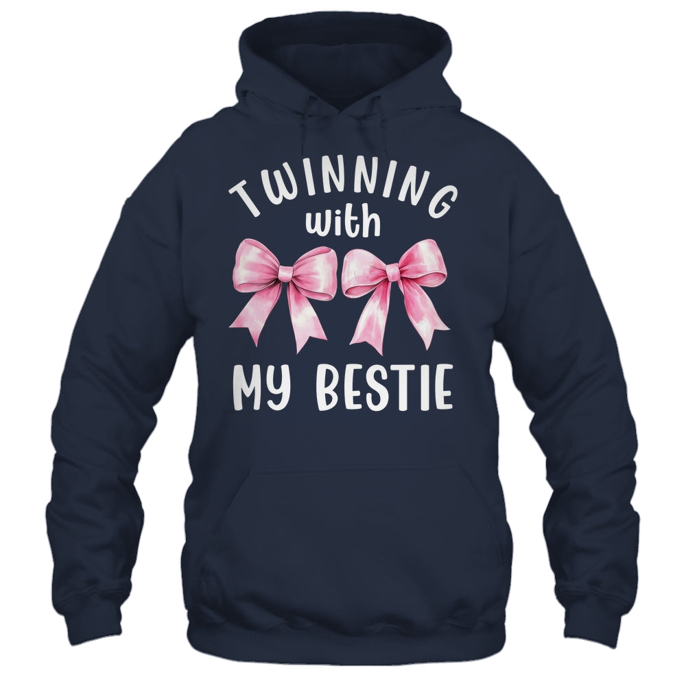 Pink Bow Twinning With My Bestie Twin Matching Twins Friends Shirt & Tank Top | siriusteestore