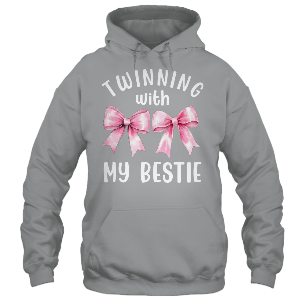 Pink Bow Twinning With My Bestie Twin Matching Twins Friends Shirt & Tank Top | siriusteestore