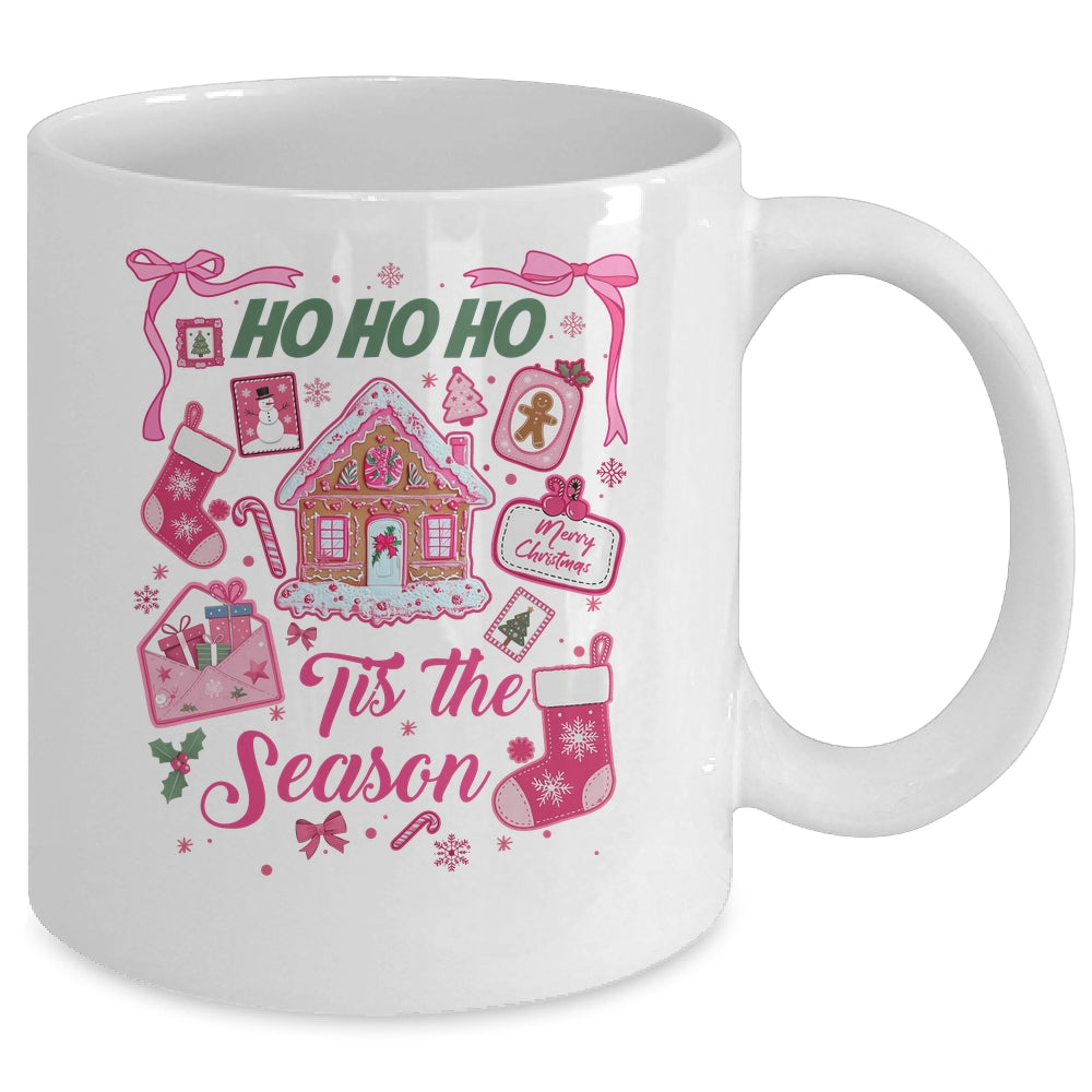 Pink Christmas Tis The Season Xmas Cute Girly Holiday Women Mug | siriusteestore