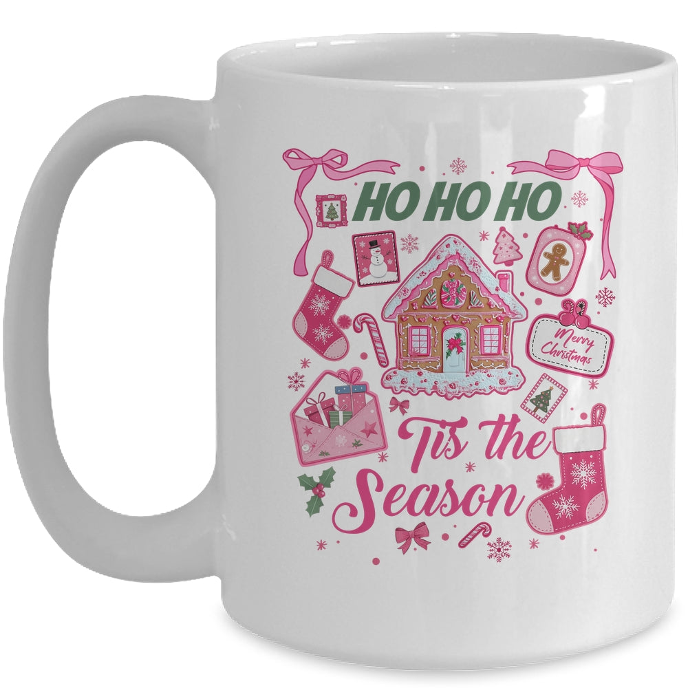 Pink Christmas Tis The Season Xmas Cute Girly Holiday Women Mug | siriusteestore