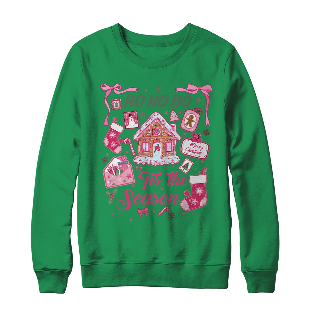 Pink Christmas Tis The Season Xmas Cute Girly Holiday Women Shirt & Sweatshirt | siriusteestore