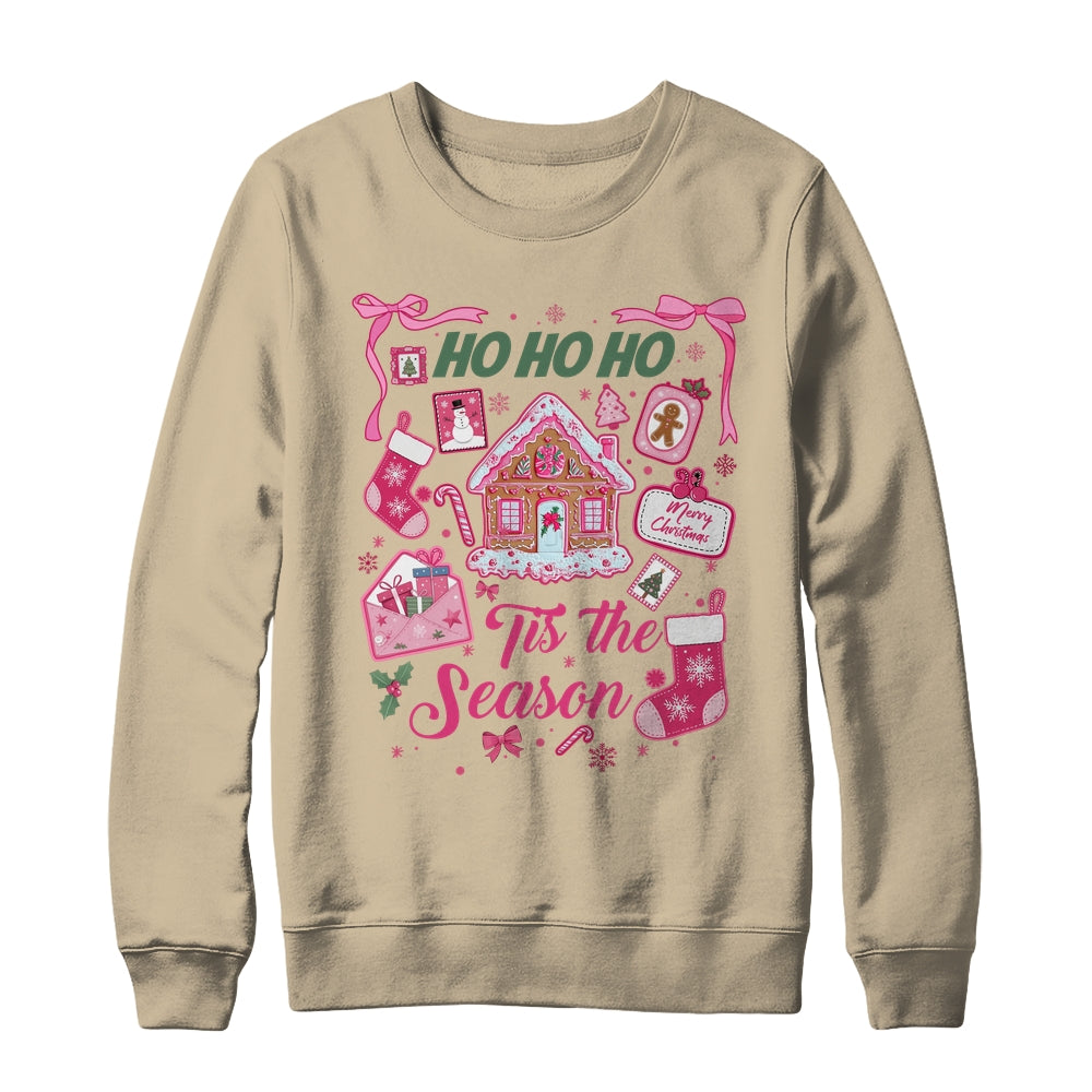 Pink Christmas Tis The Season Xmas Cute Girly Holiday Women Shirt & Sweatshirt | siriusteestore