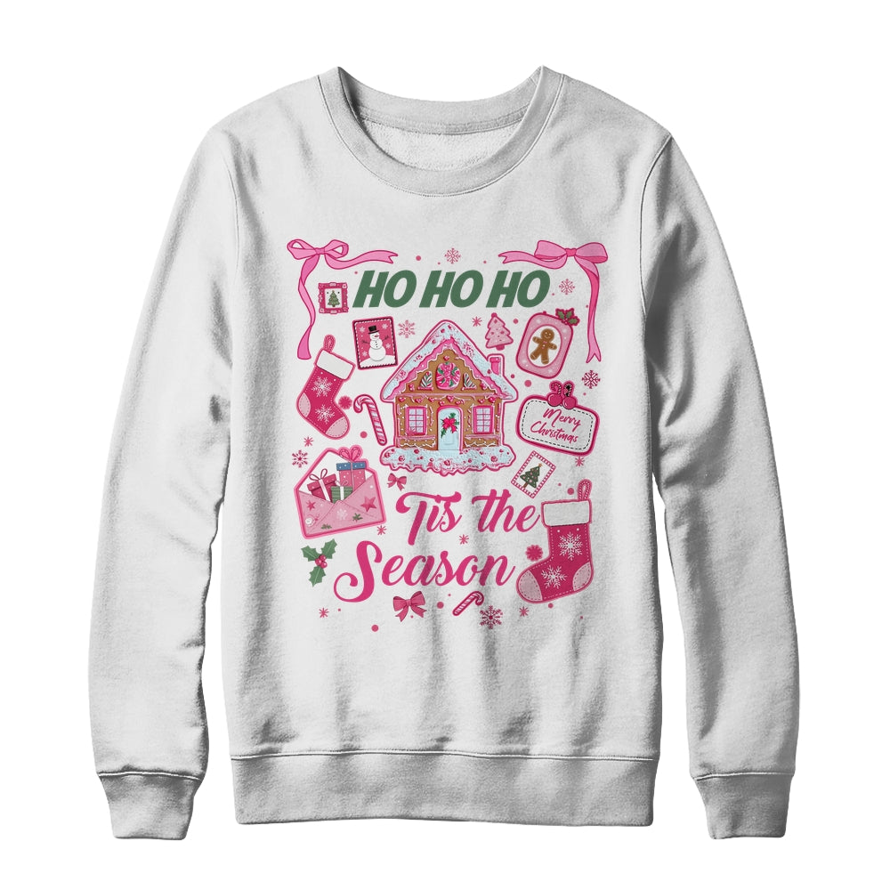 Pink Christmas Tis The Season Xmas Cute Girly Holiday Women Shirt & Sweatshirt | siriusteestore