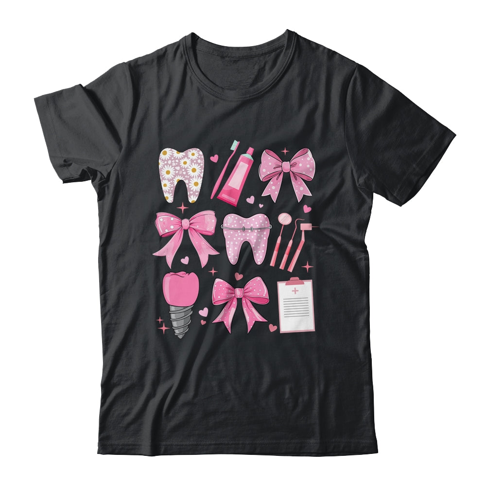 Pink Coquette Bow Cute Teeth Dentist Squad Dental Assistant Shirt & Hoodie | siriusteestore