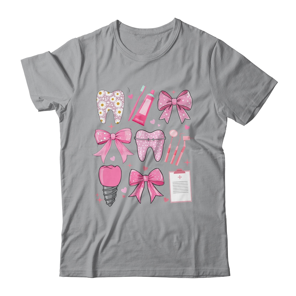 Pink Coquette Bow Cute Teeth Dentist Squad Dental Assistant Shirt & Hoodie | siriusteestore