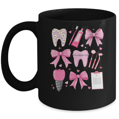 Pink Coquette Bow Cute Teeth Dentist Squad Dental Assistant Mug | siriusteestore