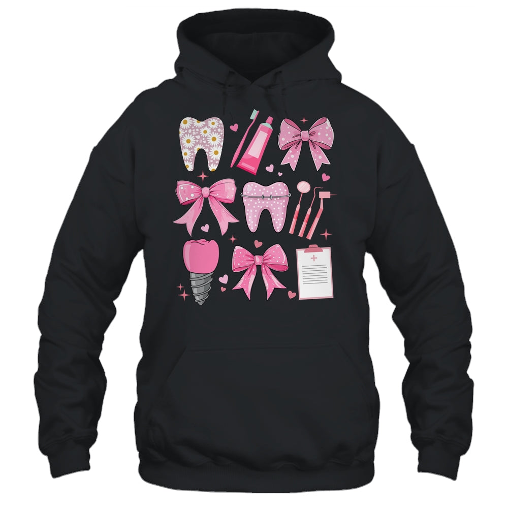 Pink Coquette Bow Cute Teeth Dentist Squad Dental Assistant Shirt & Hoodie | siriusteestore