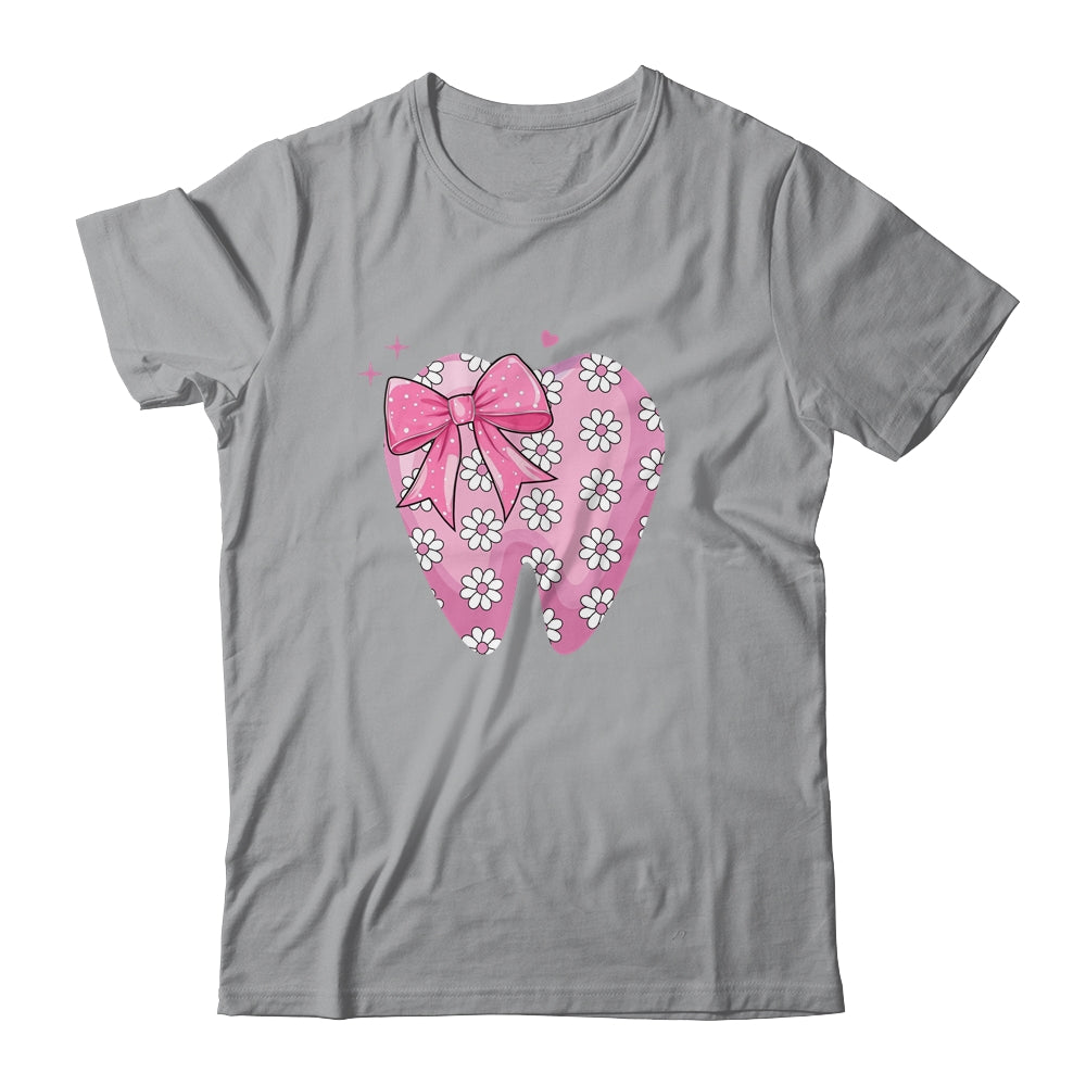 Pink Coquette Bow Dental Assistant Cute Teeth Dentist Squad Shirt & Tank Top | siriusteestore