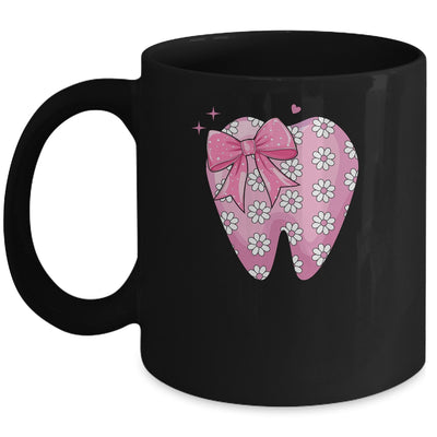 Pink Coquette Bow Dental Assistant Cute Teeth Dentist Squad Mug | siriusteestore