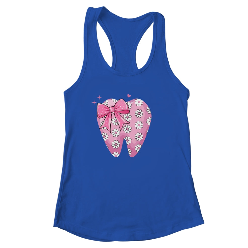 Pink Coquette Bow Dental Assistant Cute Teeth Dentist Squad Shirt & Tank Top | siriusteestore