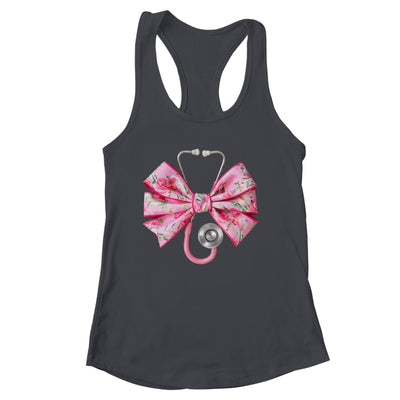Pink Coquette Nurse Stethoscope Bow Nurse Appreciation Shirt & Tank Top | siriusteestore