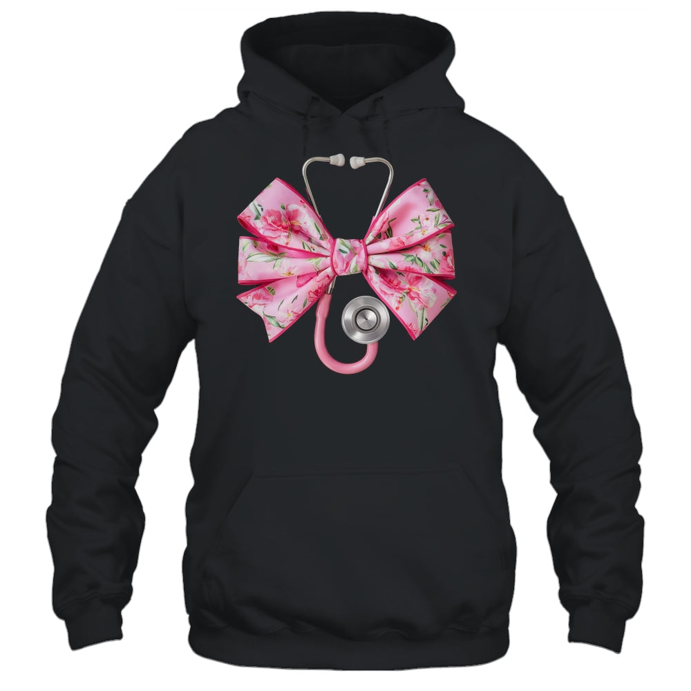 Pink Coquette Nurse Stethoscope Bow Nurse Appreciation Shirt & Tank Top | siriusteestore