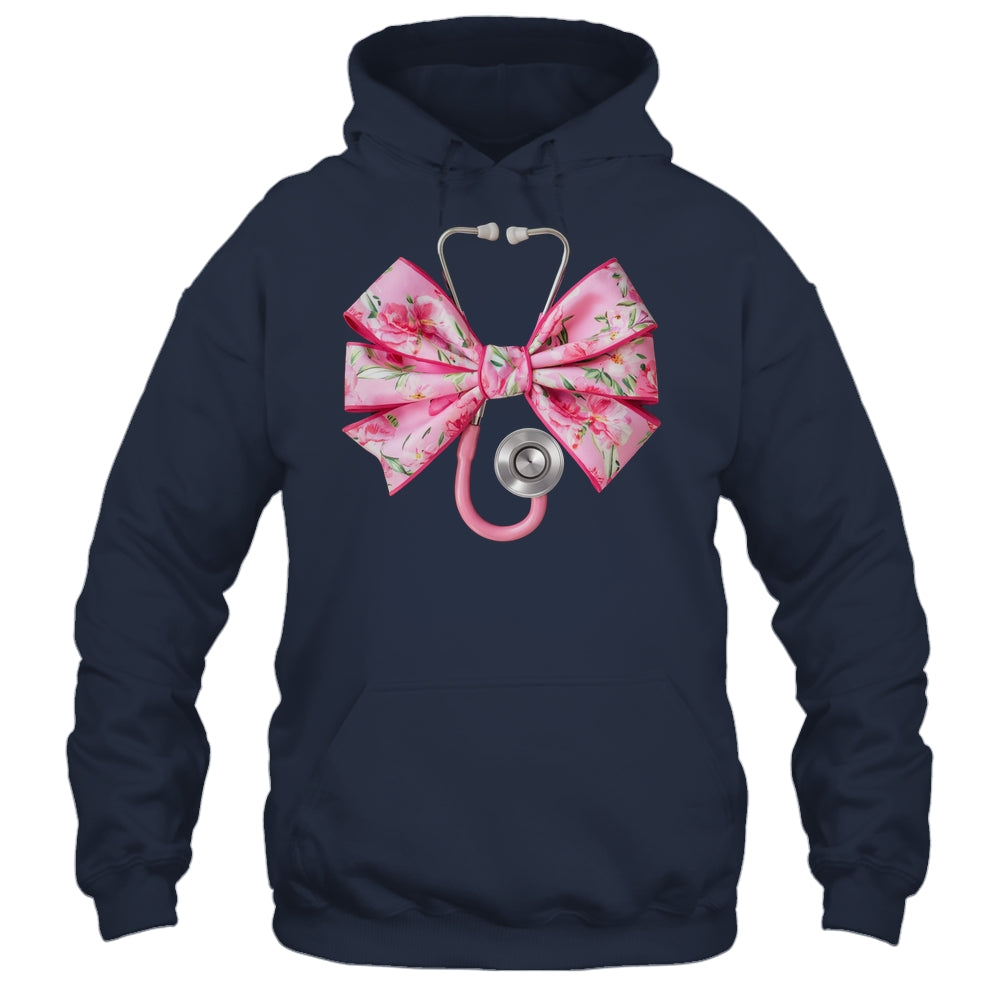 Pink Coquette Nurse Stethoscope Bow Nurse Appreciation Shirt & Tank Top | siriusteestore