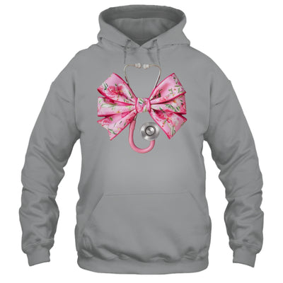 Pink Coquette Nurse Stethoscope Bow Nurse Appreciation Shirt & Tank Top | siriusteestore
