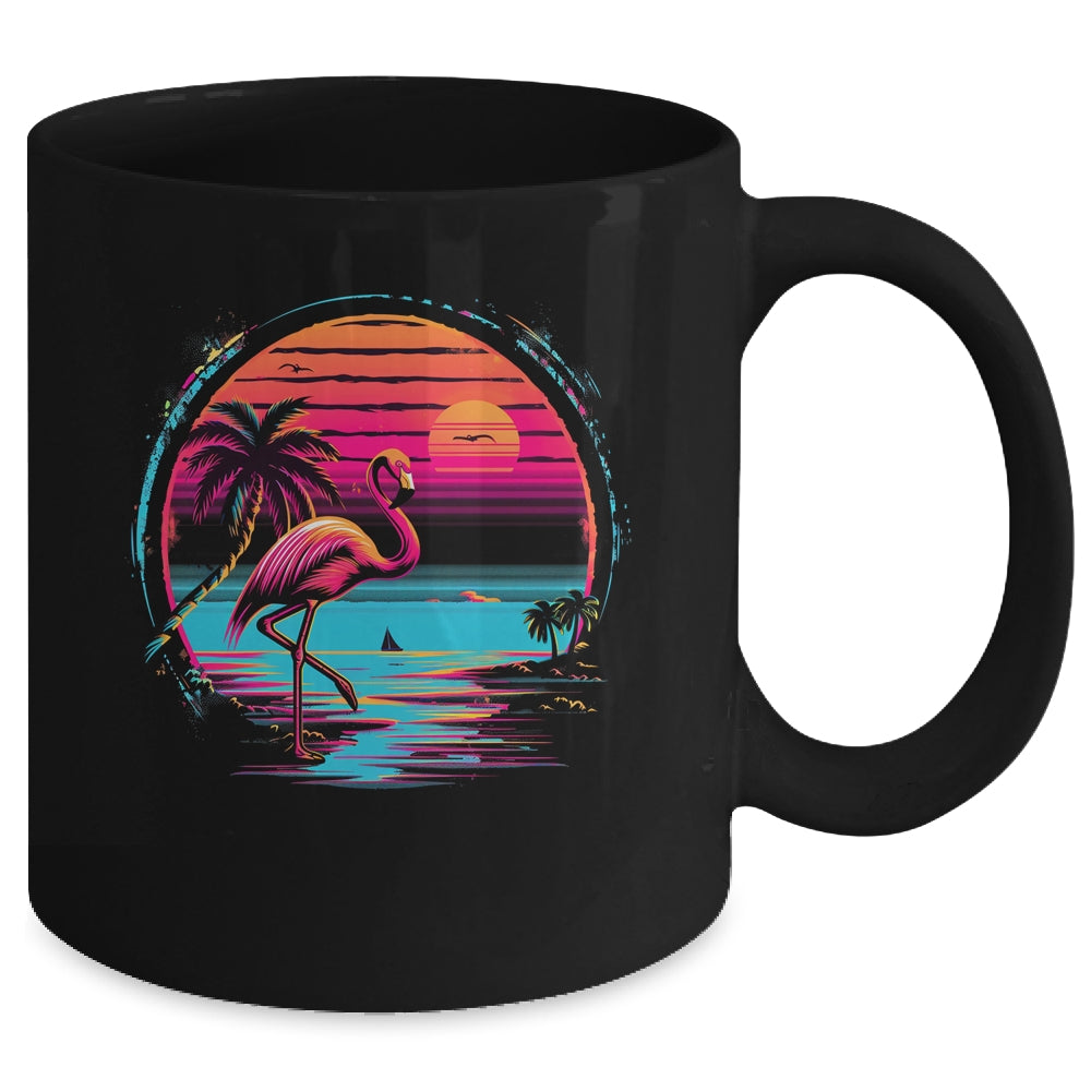 Pink Flamingo Beach Summer Vibes Palm Tree Tropical Summer Mug | siriusteestore