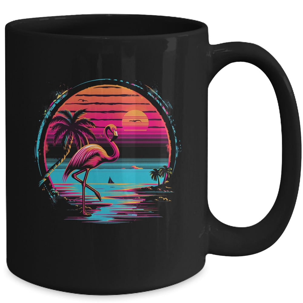 Pink Flamingo Beach Summer Vibes Palm Tree Tropical Summer Mug | siriusteestore