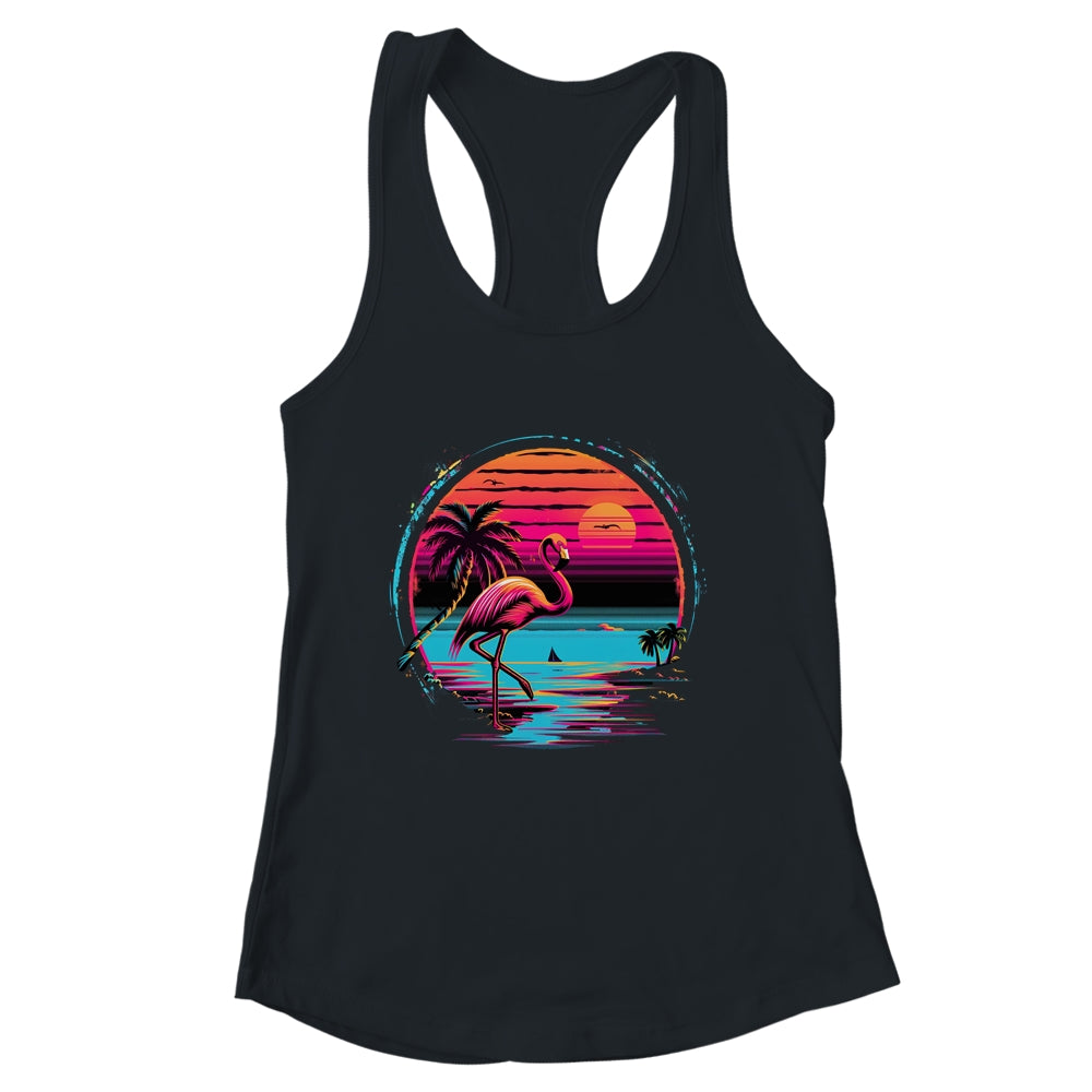 Pink Flamingo Beach Summer Vibes Palm Tree Tropical Summer Shirt & Tank Top | siriusteestore