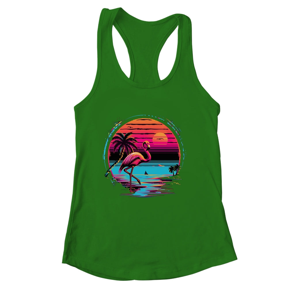 Pink Flamingo Beach Summer Vibes Palm Tree Tropical Summer Shirt & Tank Top | siriusteestore