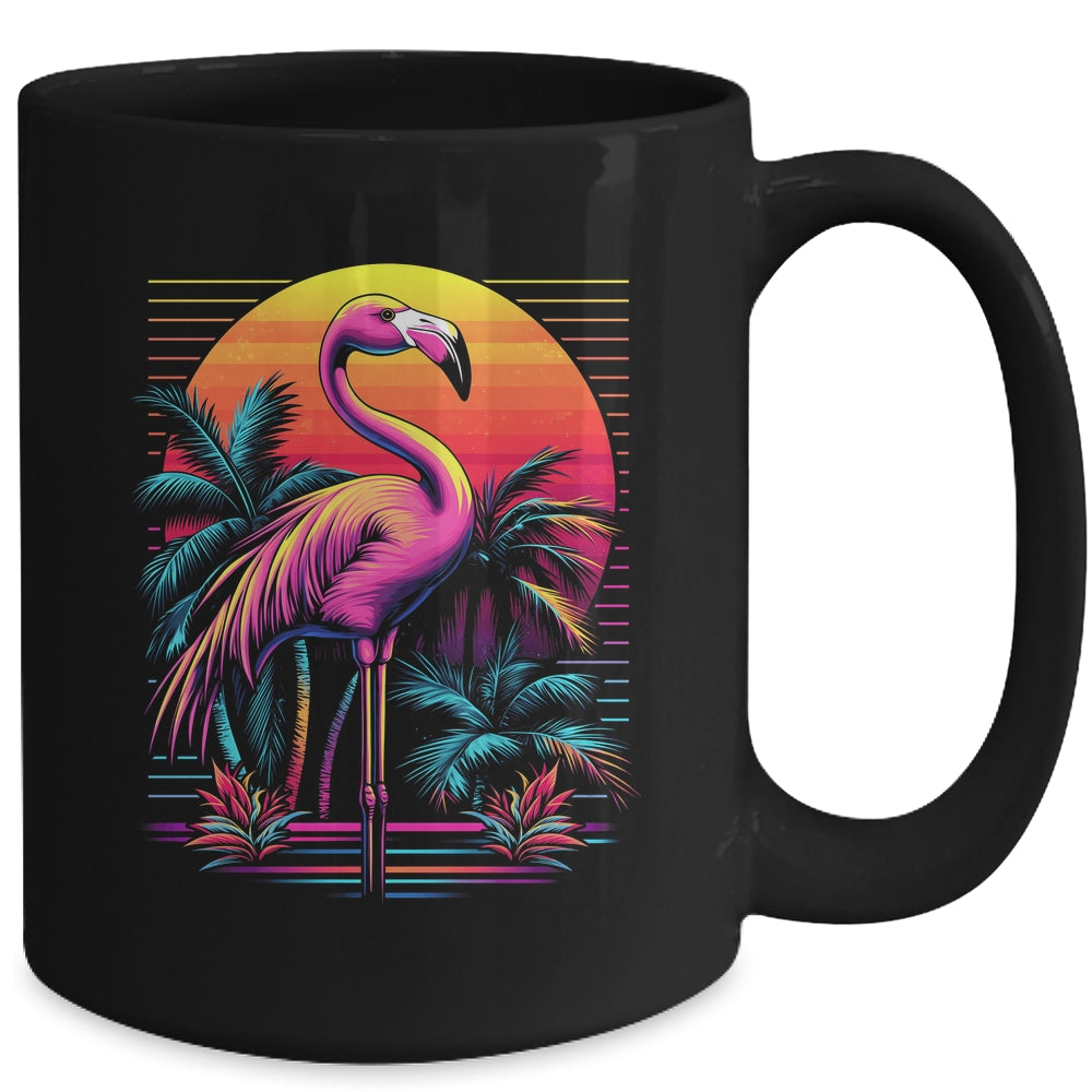 Pink Flamingo Beach Summer Vibes Tree Palm Tropical Summer Mug | siriusteestore
