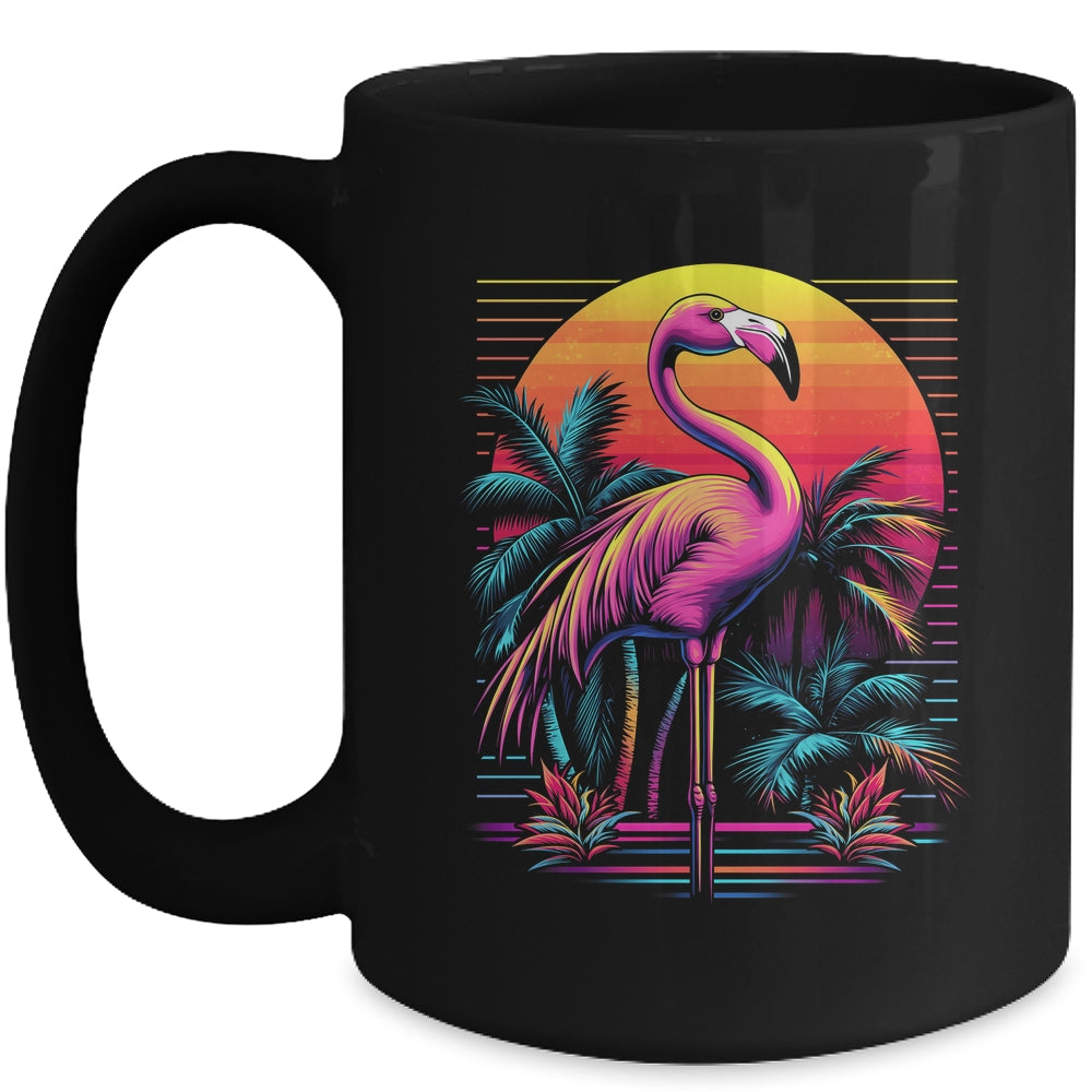 Pink Flamingo Beach Summer Vibes Tree Palm Tropical Summer Mug | siriusteestore