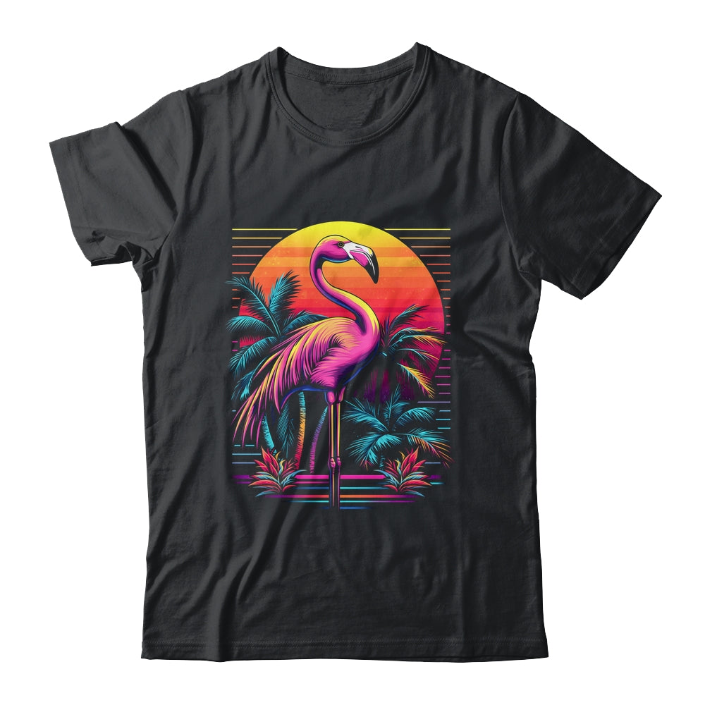 Pink Flamingo Beach Summer Vibes Tree Palm Tropical Summer Shirt & Tank Top | siriusteestore