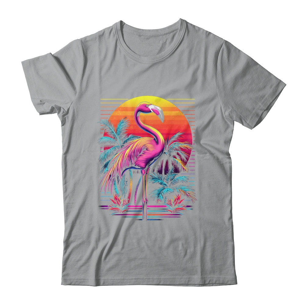 Pink Flamingo Beach Summer Vibes Tree Palm Tropical Summer Shirt & Tank Top | siriusteestore