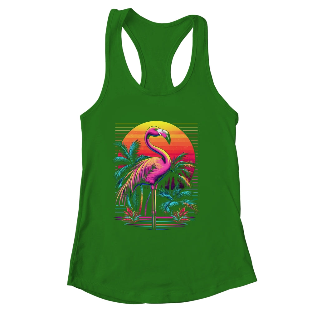 Pink Flamingo Beach Summer Vibes Tree Palm Tropical Summer Shirt & Tank Top | siriusteestore