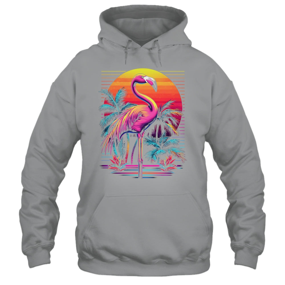 Pink Flamingo Beach Summer Vibes Tree Palm Tropical Summer Shirt & Tank Top | siriusteestore