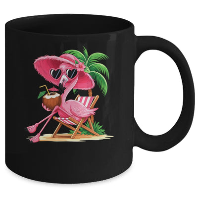Pink Flamingo Summer Vibes Beach Palm Tree Summer Vacation Mug | siriusteestore