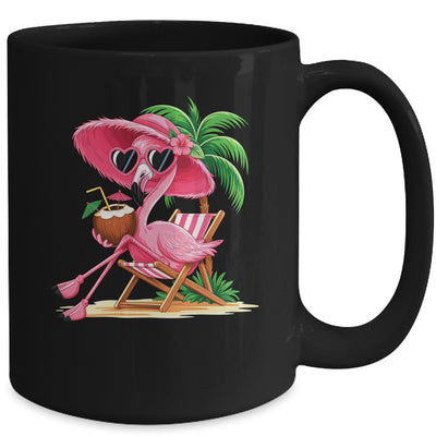 Pink Flamingo Summer Vibes Beach Palm Tree Summer Vacation Mug | siriusteestore