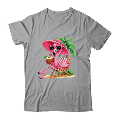 Pink Flamingo Summer Vibes Beach Palm Tree Summer Vacation Shirt & Tank Top | siriusteestore