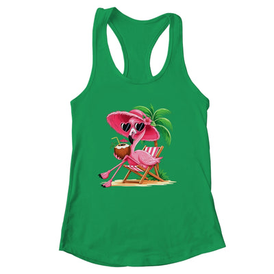 Pink Flamingo Summer Vibes Beach Palm Tree Summer Vacation Shirt & Tank Top | siriusteestore
