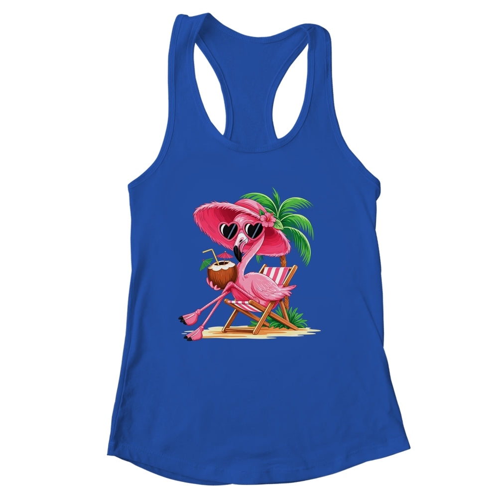 Pink Flamingo Summer Vibes Beach Palm Tree Summer Vacation Shirt & Tank Top | siriusteestore