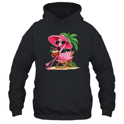 Pink Flamingo Summer Vibes Beach Palm Tree Summer Vacation Shirt & Tank Top | siriusteestore