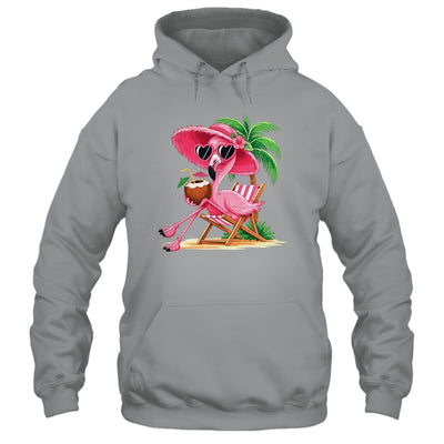 Pink Flamingo Summer Vibes Beach Palm Tree Summer Vacation Shirt & Tank Top | siriusteestore