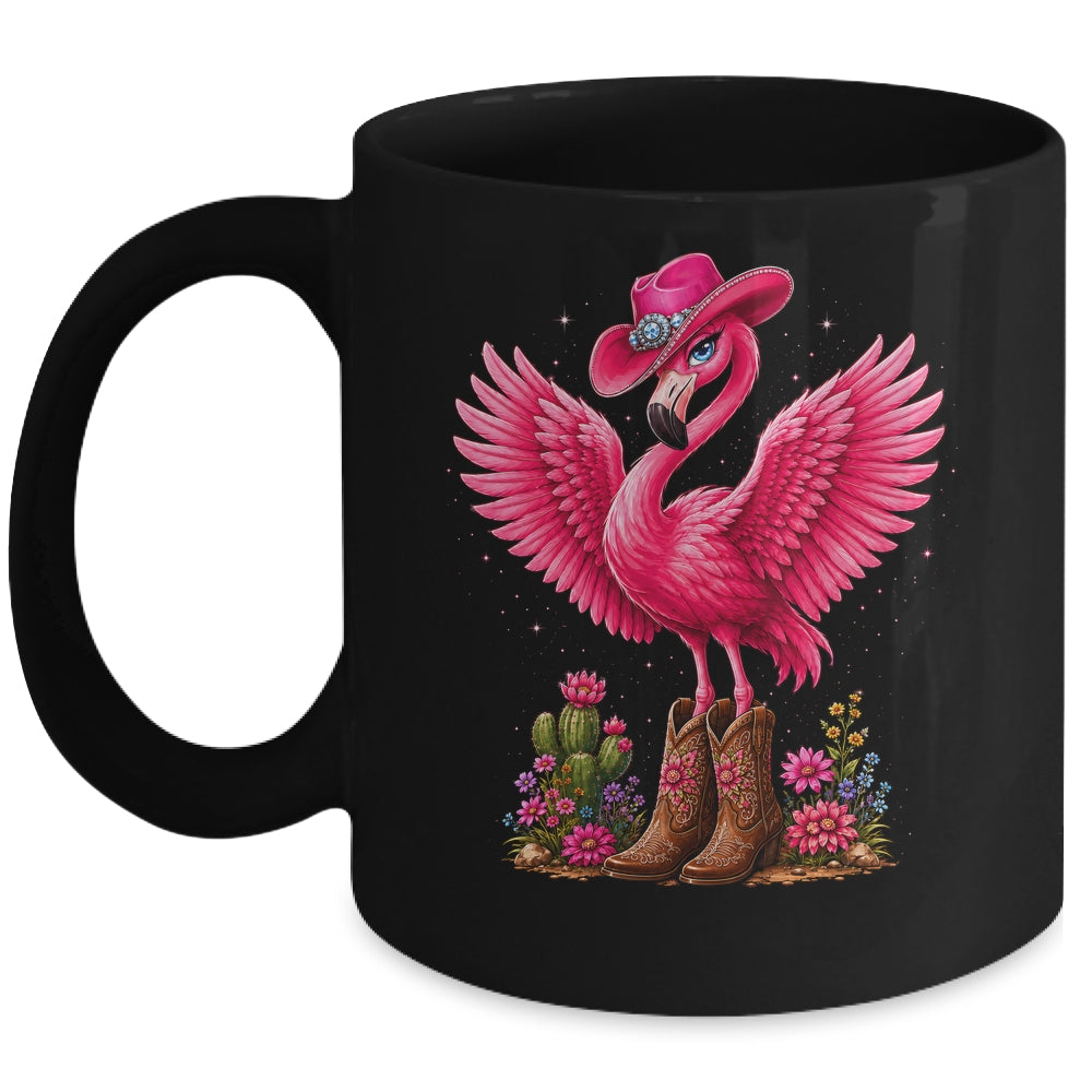 Pink Flamingo Tropical Bird Western Country Cowgirl Boots Mug | siriusteestore