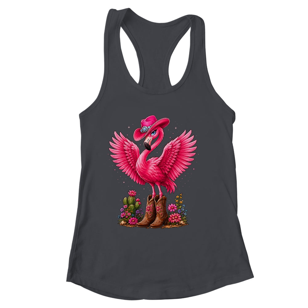 Pink Flamingo Tropical Bird Western Country Cowgirl Boots Shirt & Tank Top | siriusteestore