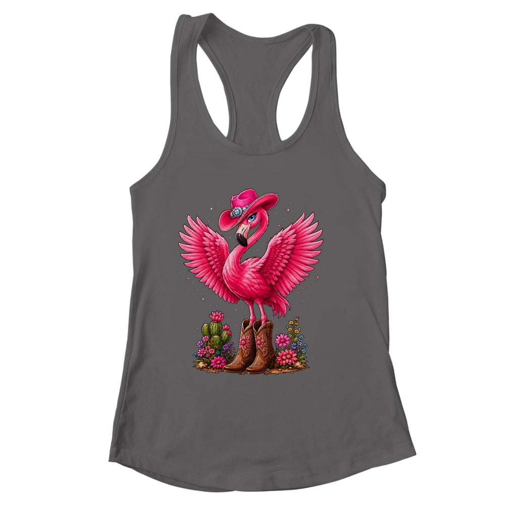 Pink Flamingo Tropical Bird Western Country Cowgirl Boots Shirt & Tank Top | siriusteestore