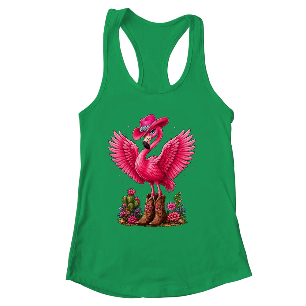 Pink Flamingo Tropical Bird Western Country Cowgirl Boots Shirt & Tank Top | siriusteestore