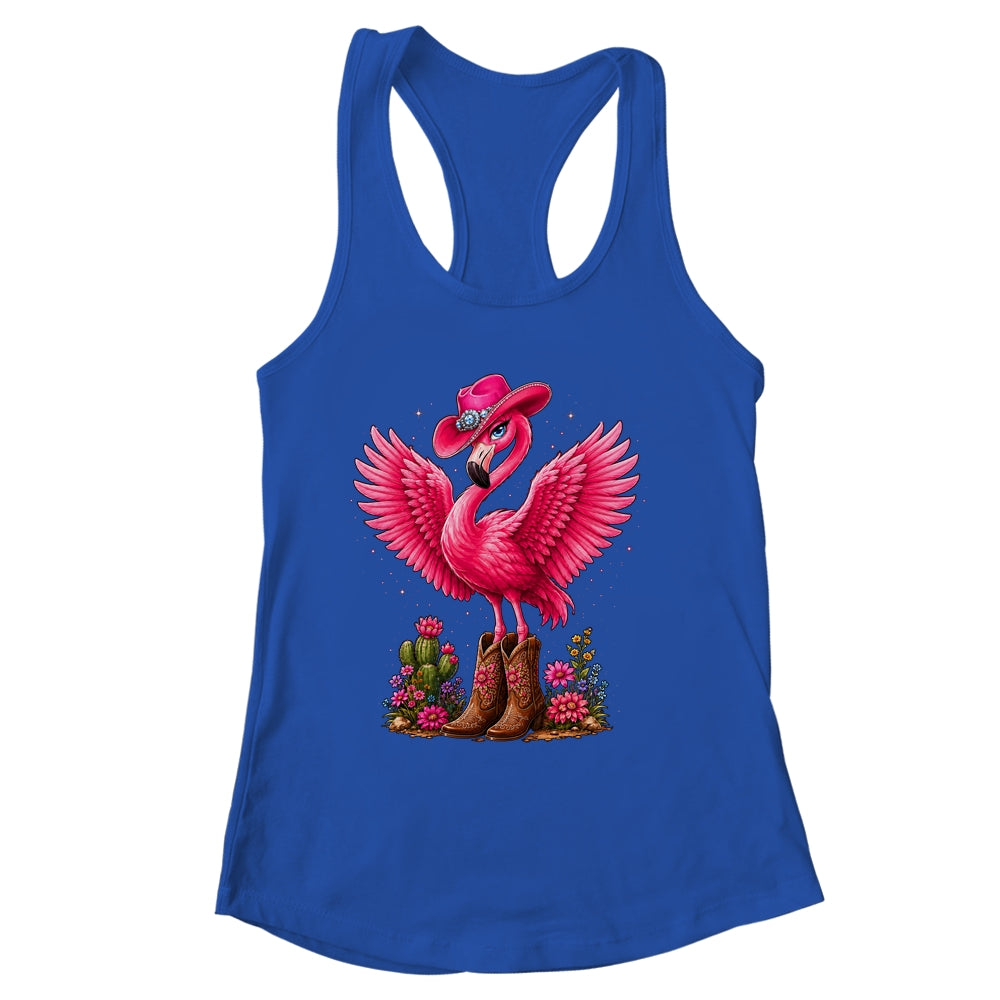 Pink Flamingo Tropical Bird Western Country Cowgirl Boots Shirt & Tank Top | siriusteestore