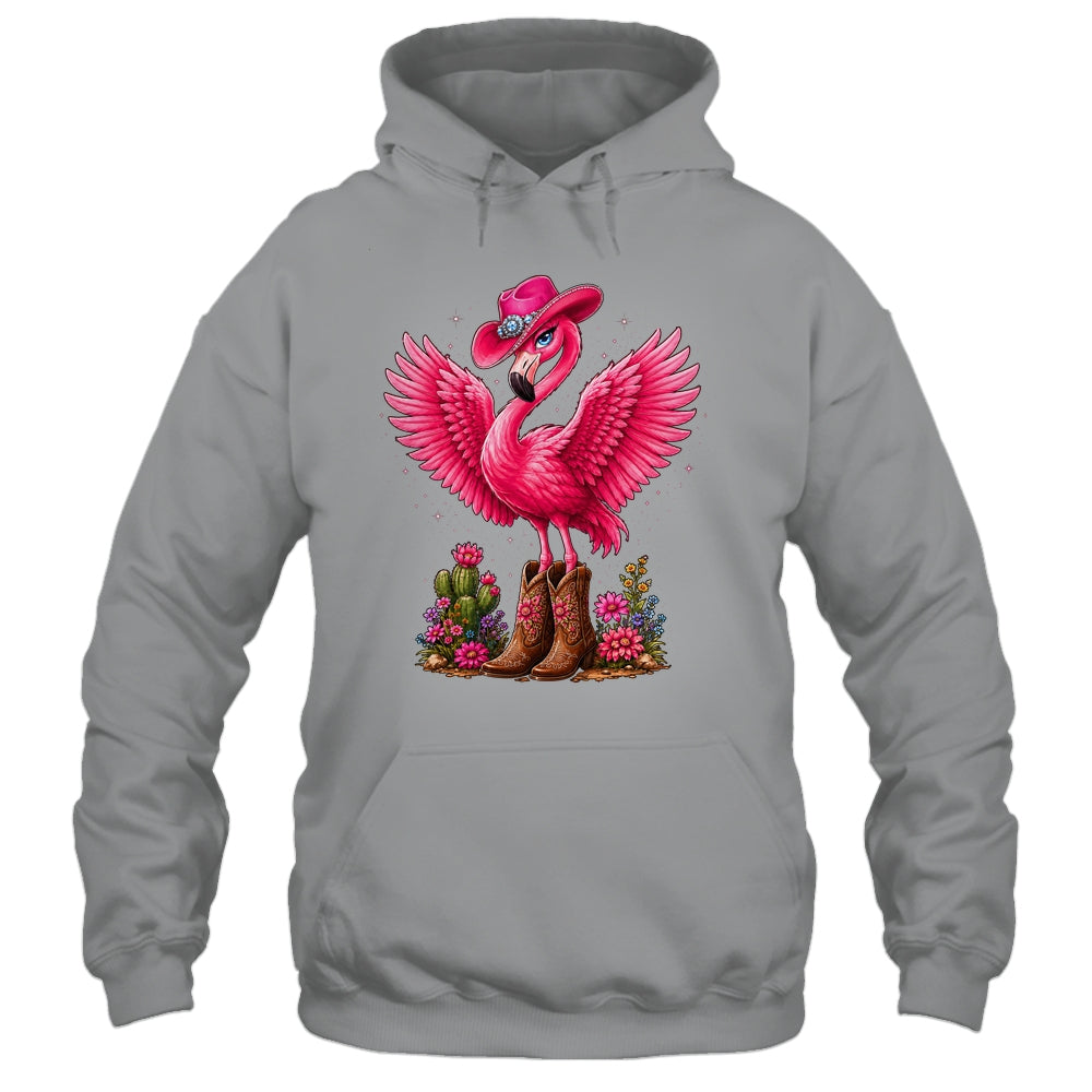 Pink Flamingo Tropical Bird Western Country Cowgirl Boots Shirt & Tank Top | siriusteestore