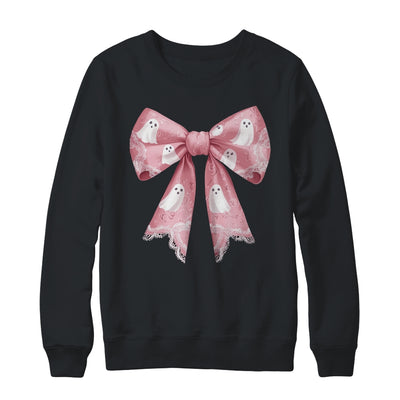 Pink Ghost Coquette Bow Halloween Spooky Season Womens Girls Shirt & Sweatshirt | siriusteestore