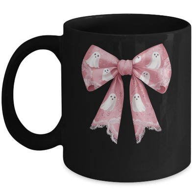 Pink Ghost Coquette Bow Halloween Spooky Season Womens Girls Mug | siriusteestore