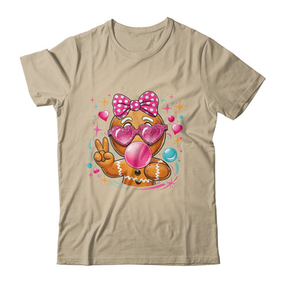 Pink Gingerbread Girl With Sunglasses Blowing Bubble Xmas Shirt & Sweatshirt | siriusteestore